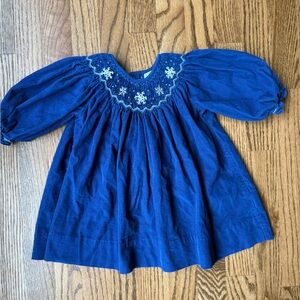 Blue Smocked Snowflake Dress